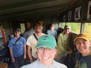 Passerine Bander June (front) with some of the Hawk Ridge Banding Team 2026 Passerine Bander June (front) with some of the Hawk Ridge Banding Team 2026