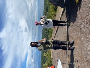 Live Bird Demo Hawk Ridge Naturalists Jamie and Alder N