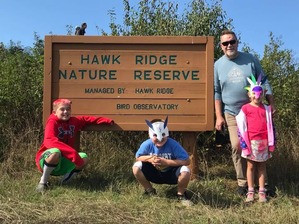 Grandpa and grandkids at Hawk Ridge 