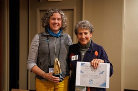 Julie Brown presenting HRBO Volunteer Gail Marsman HMA Appreciation Award